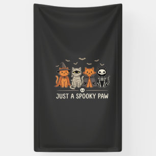 Gruselige Pfote Halloween-Katzenkostüm-Vektordesig Banner