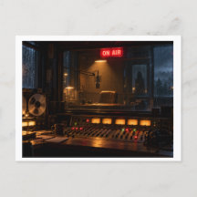 Gruselige Radio-Station Postkarte - Vintage-Horror