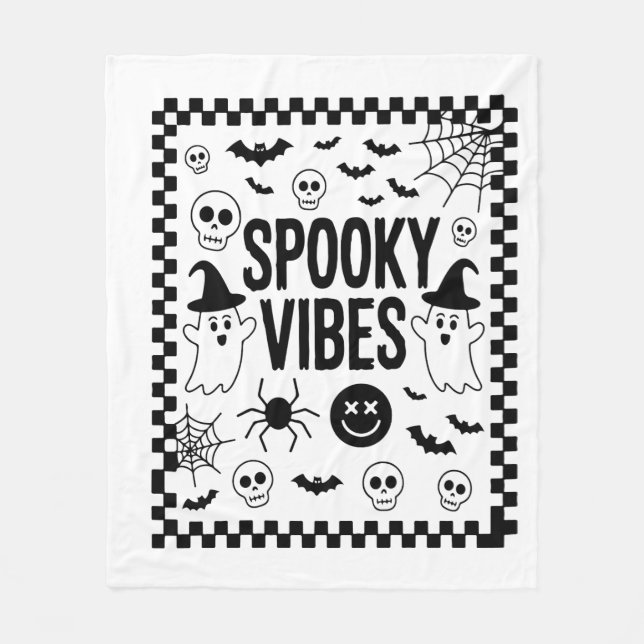 Gruselige Retro-Halloween-Stimmung Fleecedecke (Vorderseite)