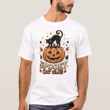 Gruselige Retro-Schwarze-Katze-Halloween-Grafik