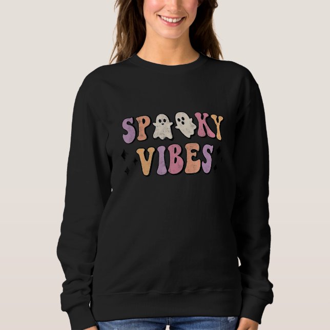 Gruselige Retro-Vibes Halloween-Süßigkeiten oder S Sweatshirt (Vorderseite)