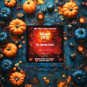 Gruselige rote Halloween-Party - Leuchtender Mond  Einladung