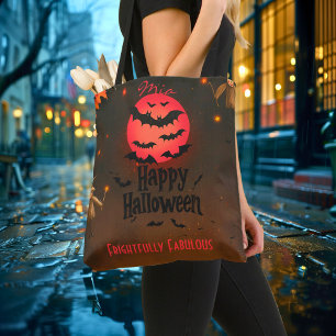 Gruselige rote Mond Happy Halloween-Tasche