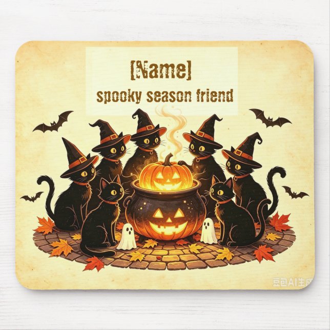 Gruselige Saison Freundin Personalisiertes Hallowe Mousepad (Vorne)