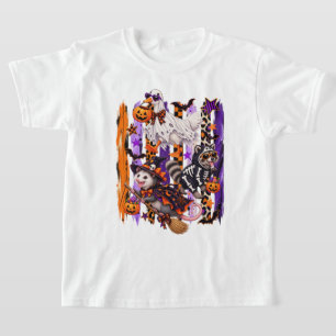 Gruselige Saison gestreifte Halloween-Gans Waschbä T-Shirt