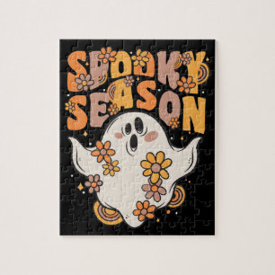 Gruselige Saison Groovy-Geist Mit Vintage-Blumen J Puzzle