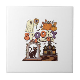 Gruselige Saison Halloween Geist Kürbis Schwarze K Fliese