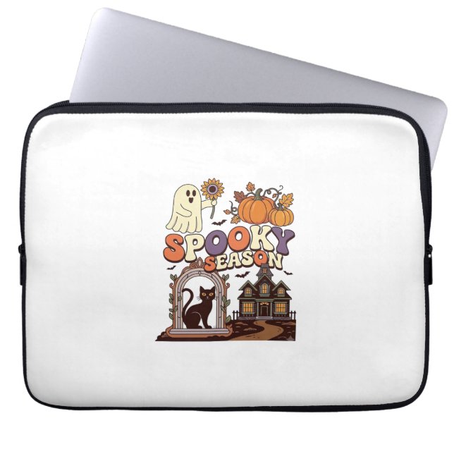 Gruselige Saison Halloween Geist Kürbis Schwarze K Laptopschutzhülle (Vorderseite)