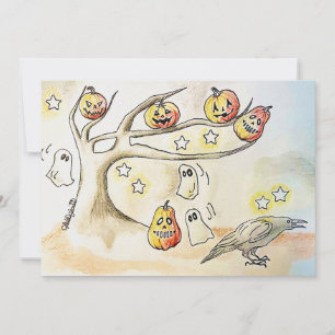 gruselige Saison Kunst, Halloween-Baum Feiertagskarte