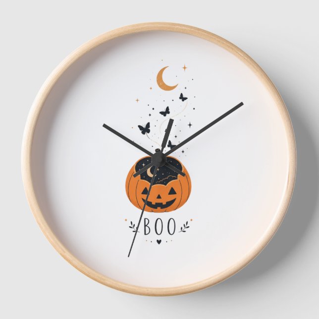 Gruselige Saison Kürbis Halloween Design Uhr (Vorderseite)
