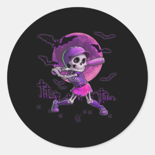 Gruselige Saison Softll Halloween Skelett Mädchen Runder Aufkleber