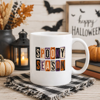 Gruselige Saison Vintage Blockbuchstaben Kaffeetasse