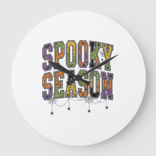 Gruselige Saison Vintage Halloween-Typografie-Desi Große Wanduhr