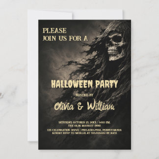 Gruselige Schädel-Haar-Halloween-Party-Einladung Einladung