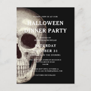 Gruselige Schädel-Halloween-Abendparty-Einladung Postkarte