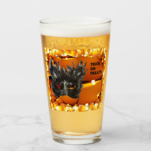 Gruselige schwarze Halloween-Maske Glas
