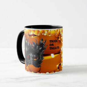 Gruselige schwarze Halloween-Maske Tasse