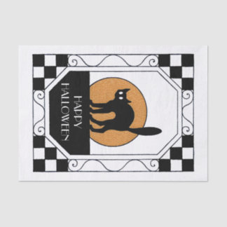 Gruselige schwarze Katze - Art Deco Seidenpapier