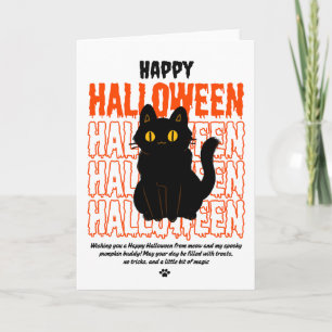 Gruselige schwarze Katze Halloween Karte