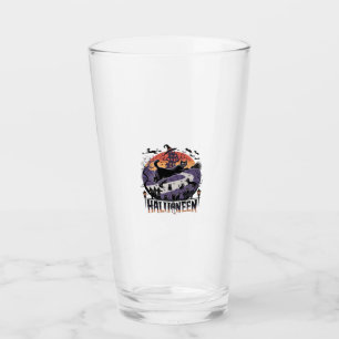 Gruselige schwarze Katze Halloween-Nacht Vintage-G Glas