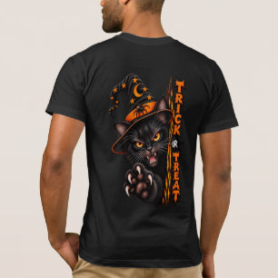 Gruselige schwarze Katze Hexe Trick or Treat Hallo T-Shirt