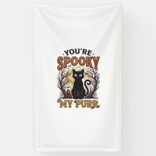 Gruselige schwarze Katze Pun Halloween Vintage Gra Banner