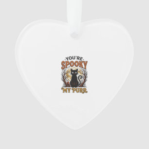Gruselige schwarze Katze Pun Halloween Vintage Gra Ornament