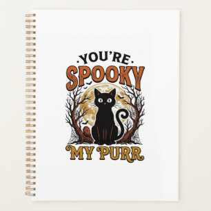 Gruselige schwarze Katze Pun Halloween Vintage Gra Planer