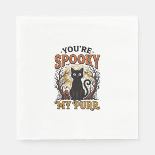 Gruselige schwarze Katze Pun Halloween Vintage Gra Serviette