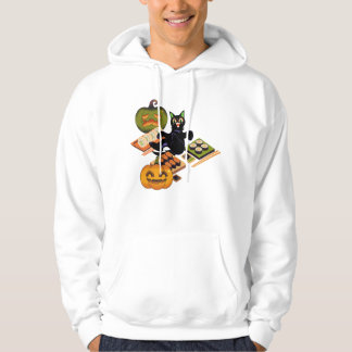 Gruselige schwarze Katze und Halloween-Sushi-Festm Hoodie