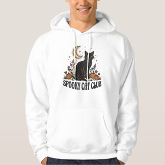 Gruselige schwarze Katze Vintage 70er Herbst Hallo Hoodie