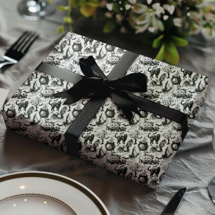 Gruselige schwarze Katzen, Fledermäuse und Kürbiss Geschenkpapier