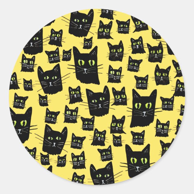 Gruselige schwarze Katzen Runder Aufkleber (Vorderseite)