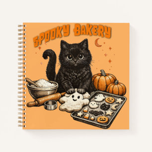 Gruselige schwarze Katzenbäckerei Halloween Backen Notizbuch