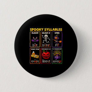 Gruselige Silben Halloween-Leselhrer  Button