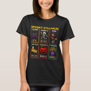 Gruselige Silben Halloween-Leselhrer T-Shirt