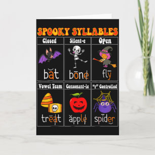 Gruselige Silben Lehrer Lustiger Halloween Unterri Karte