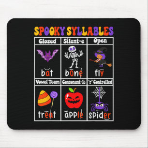 Gruselige Silben Lehrer Lustiger Halloween Unterri Mousepad