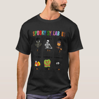 Gruselige Silben Leselhrer Lustiger Halloween E T-Shirt