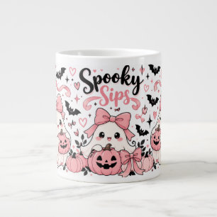 Gruselige Sips Pink Coquette Halloween Geister Bög Jumbo-Tasse