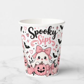 Gruselige Sips Pink Coquette Halloween Geister Bög Pappbecher