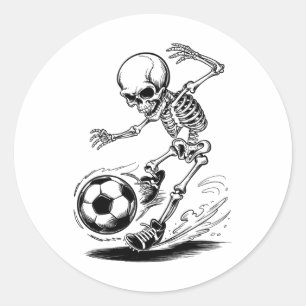 Gruselige Skelett-Kinder spielen Fußball Halloween Runder Aufkleber