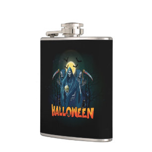 Gruselige Skelett-Nacht Halloween, meine Halloween Flachmann