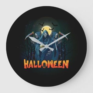 Gruselige Skelett-Nacht Halloween, meine Halloween Große Wanduhr