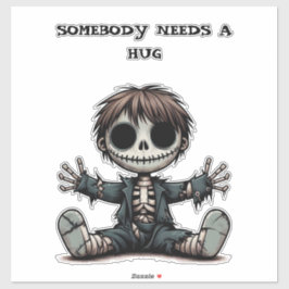 gruselige Skelettjunge, die Cartoon-Kunst schenkt Aufkleber