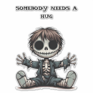 gruselige Skelettjunge, die Cartoon-Kunst schenkt Aufkleber