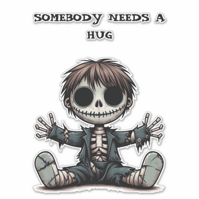 gruselige Skelettjunge, die Cartoon-Kunst schenkt Aufkleber (Vorderseite)