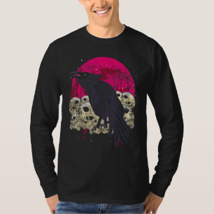 Gruselige Skelettköpfe Rabe Gruselige Schädel Goth T-Shirt