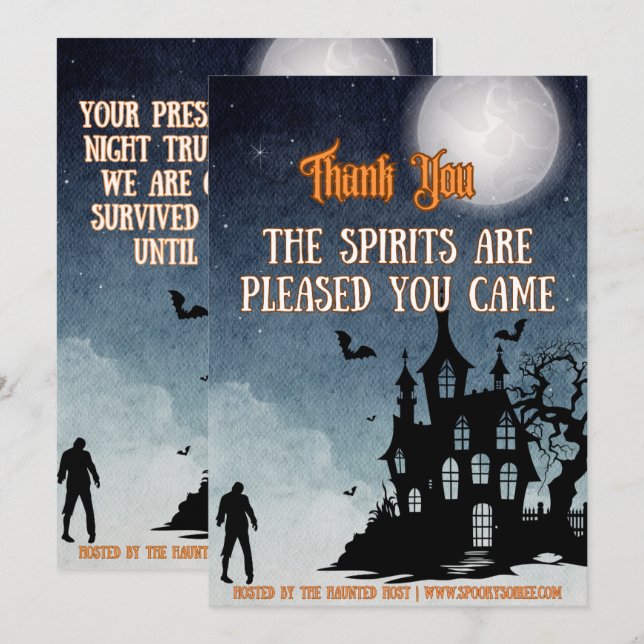 Gruselige Soirée Halloween Dankeskarten (Vorne/Hinten)
