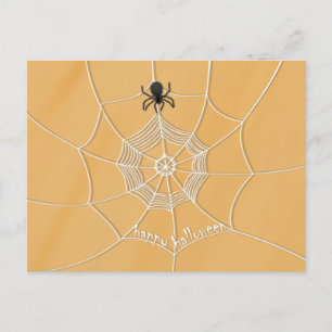 Gruselige Spinne im Spinnennetz Postkarte